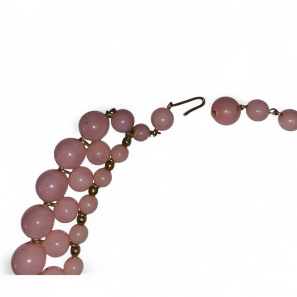 Vintage Pink Beaded Necklace Floral Cluster Gold Tone Haskell Style Hand Wired - Picture 9 of 10